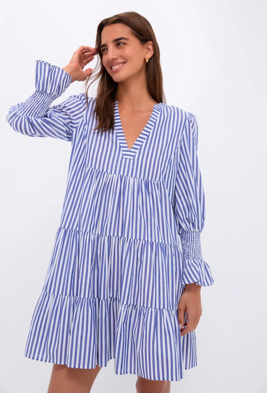 POMANDER PLACE Blue and White Stripe Cotton Poplin Kenzo Dress Size Large